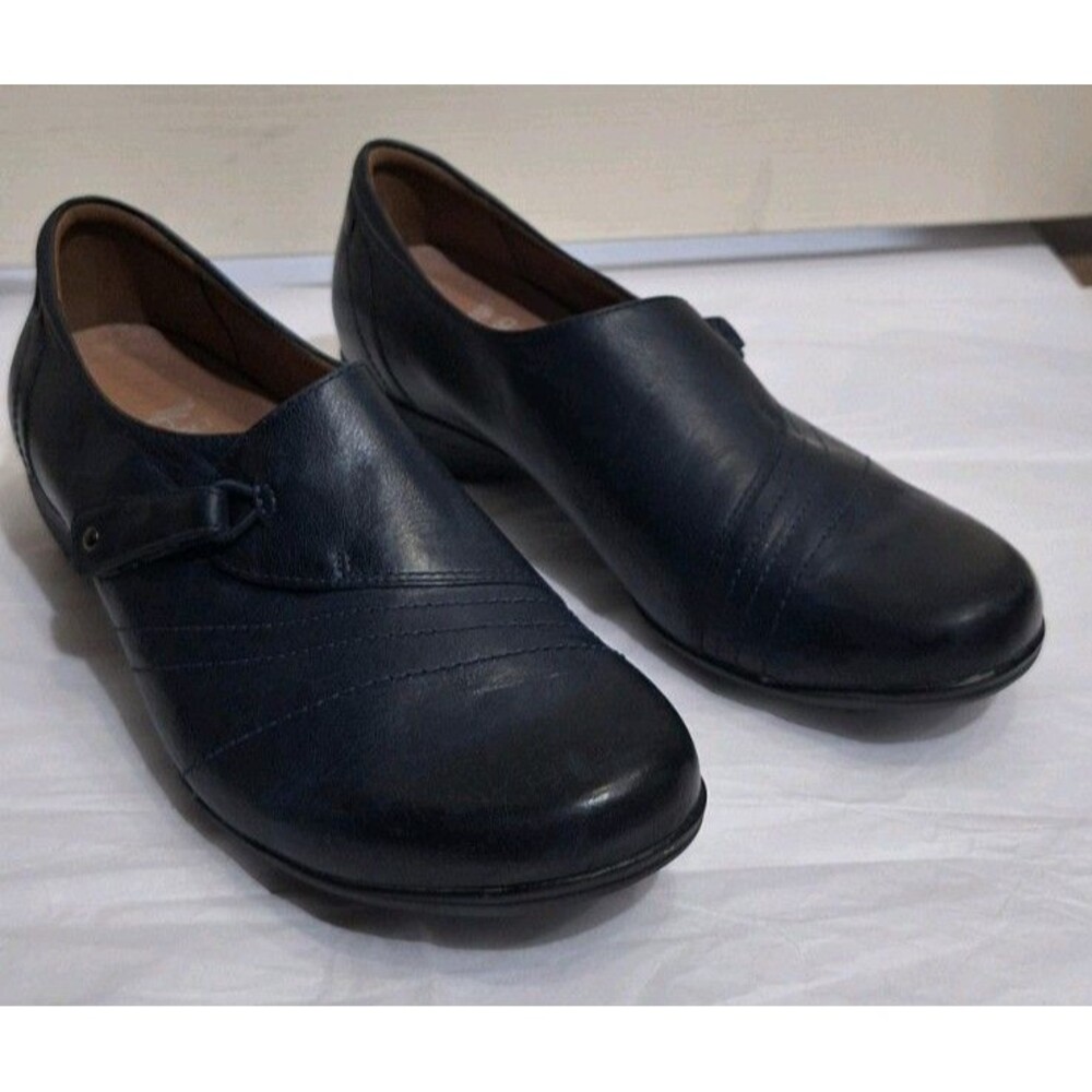 Dansko Franny Navy Burnished Leather Comfort Loafer Arch Support EU 39 US 8.5-9
